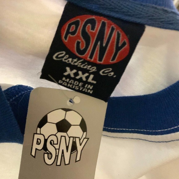 PSNY Mens Soccer Football White Cotton T-Shirt ITALIA XXL Italian Crest NWT - Picture 11 of 16
